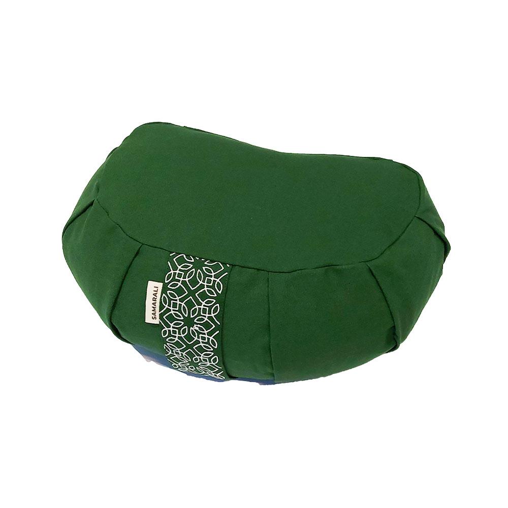 Organic Cotton Meditation Pillow Covers - Forest Green , Crescent Cushion