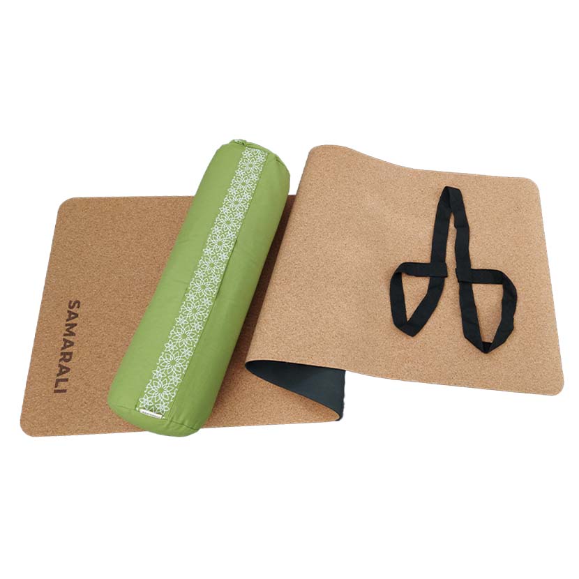 Kork-matta-klassisk_bolster_grön2 Yin yoga set - Klassiskt Yin yoga set - Klassiskt Yin yoga set