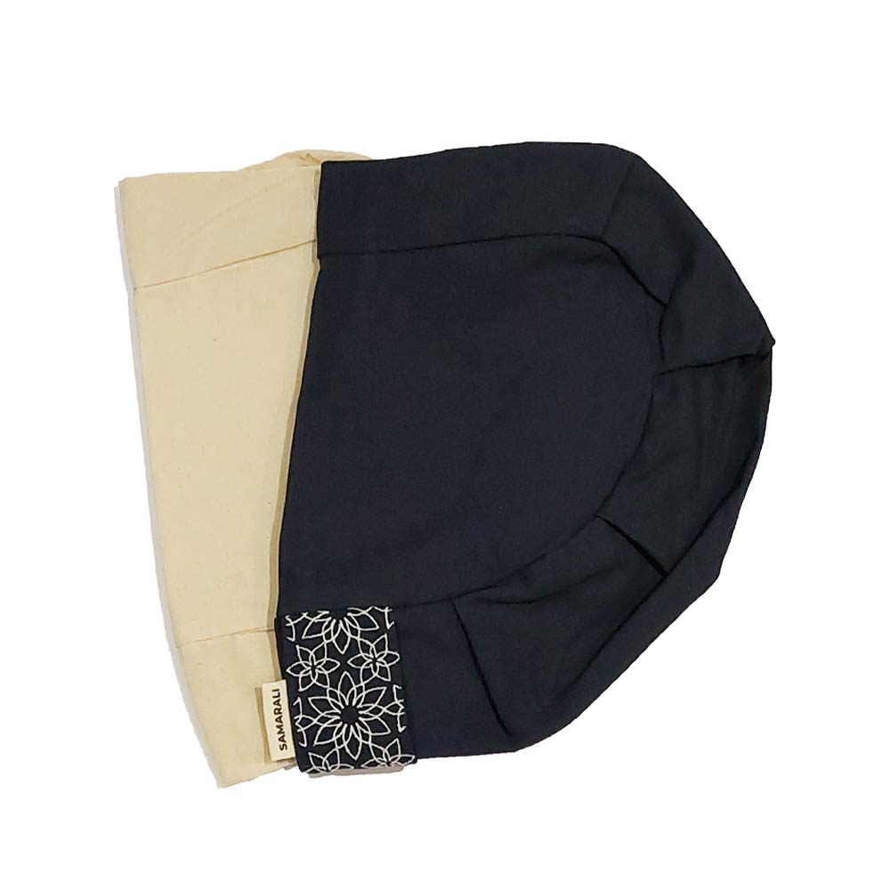 Organic Cotton Meditation Pillow Covers - Navy Blue , Crescent Cushion