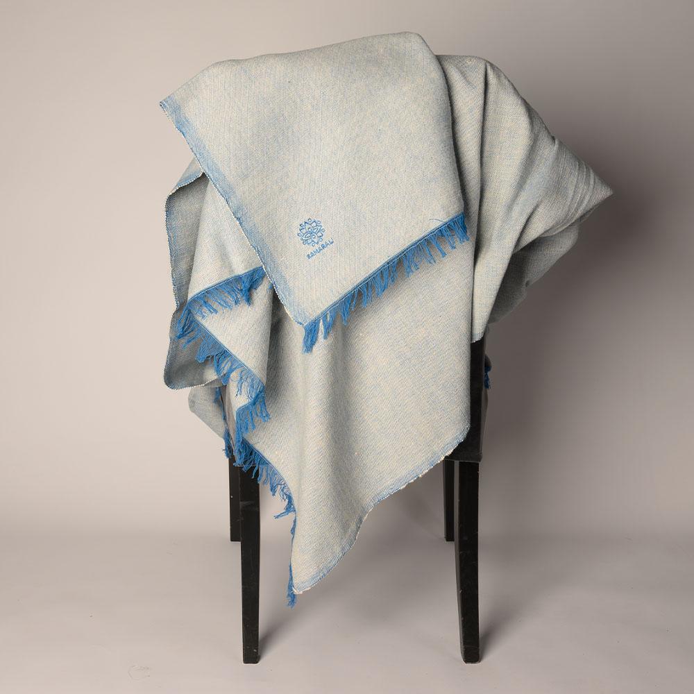 Organic Cotton Yoga Blanket - Blue