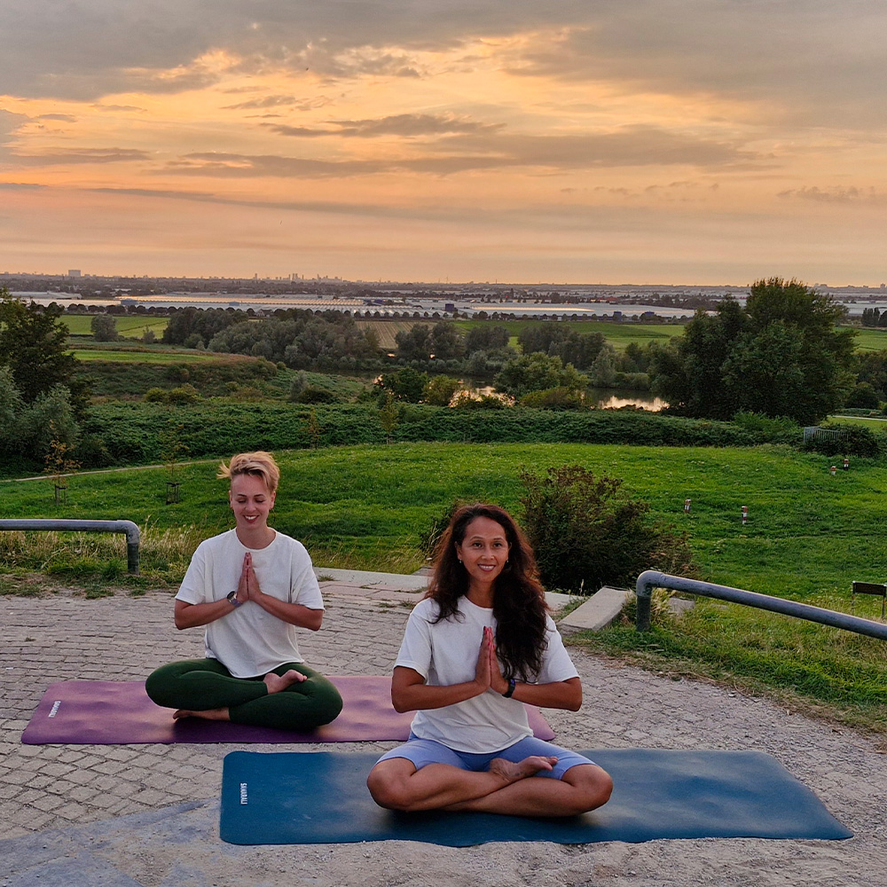 Tapis de yoga en caoutchouc naturel - prune et vert foncé_9