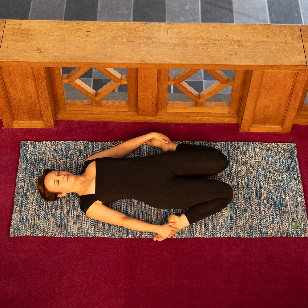 Tapis de yoga bleu mix 3 Tapis de yoga en coton biologique
